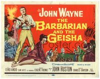 6f071 BARBARIAN & THE GEISHA TC '58 John Huston, art of John Wayne with torch & Eiko Ando!