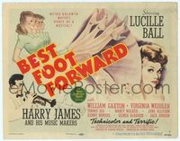 6f074 BEST FOOT FORWARD TC '43 great art of gorgeous Lucille Ball & Harry James playing trumpet!