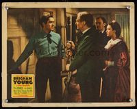 6f343 BRIGHAM YOUNG LC '40 Tyrone Power with rifle at door, Dean Jagger, Linda Darnell