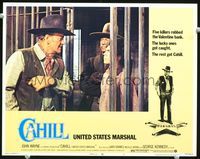 6f353 CAHILL LC #7 '73 close up of United States Marshall John Wayne talking to prisoners!