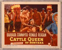 6f362 CATTLE QUEEN OF MONTANA LC #6 '54 Native American Indian about to cut rival's throat w/knife!