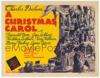 6f095 CHRISTMAS CAROL TC '38 Charles Dickens holiday classic, artwork of Scrooge in shop!