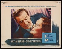6f379 CLOSE TO MY HEART LC #1 '51 romantic close up of Ray Milland smiling at pretty Gene Tierney!