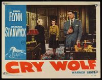 6f385 CRY WOLF LC #7 '47 Barbara Stanwyck looks at Errol Flynn pouring drinks!