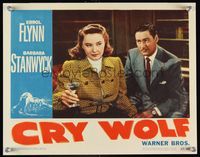 6f386 CRY WOLF LC #8 '47 close up of sad looking Errol Flynn & Barbara Stanwyck!