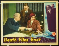 6f393 DEATH FLIES EAST LC '35 Raymond Walburn shows Conrad Nagel & Florence Rice a paper!