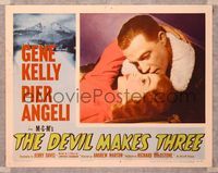 6f402 DEVIL MAKES THREE LC #4 '52 super close up of Gene Kelly kissing Pier Angeli!