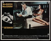 6f448 GETAWAY LC #4 '72 Steve McQueen & Ali McGraw in neglege on bed with lots of cash!