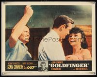 6f455 GOLDFINGER LC #7 '64 man attacks Sean Connery, who is distracted by hot babe!