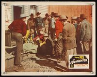 6f021 GUNFIGHTER signed LC #8 '50 by Gregory Peck & Karl Malden, at the climax of the movie!