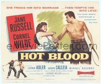 6f137 HOT BLOOD TC '56 great image of barechested Cornel Wilde grabbing Jane Russell, Nicholas Ray