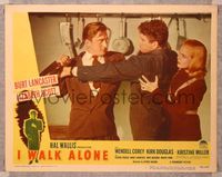 6f480 I WALK ALONE LC #3 '48 great image of Lizabeth Scott stopping Kirk Douglas & Burt Lancaster!