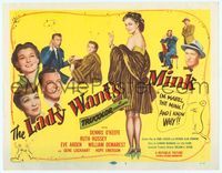 6f169 LADY WANTS MINK TC '52 Dennis O'Keefe, Ruth Hussey, Eve Arden, and Mabel the Mink!