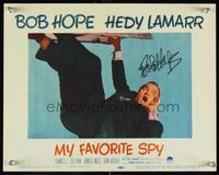 6f028 MY FAVORITE SPY signed LC #1 '51 by Bob Hope, who is super close up dangling from a ladder!