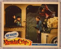 6f003 NEVADA CITY signed LC '41 by Roy Rogers, who is about to be bushwhacked by train robbers!