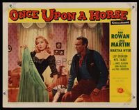 6f596 ONCE UPON A HORSE LC #8 '58 close up of sexy Martha Hyer in neglege w/sheriff Leif Erickson!