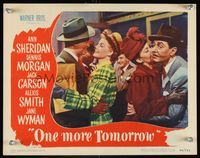 6f599 ONE MORE TOMORROW LC '46 happy Dennis Morgan greeting beautiful Ann Sheridan at train!