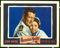 6f601 OPERATION PACIFIC LC #8 '51 great close up of Navy sailor John Wayne & nurse Patricia Neal!