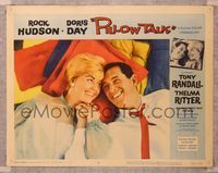 6f623 PILLOW TALK LC #5 '59 close up of Rock Hudson & Doris Day holding hands & smiling together!