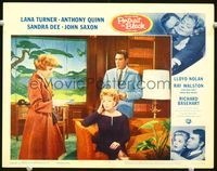 6f627 PORTRAIT IN BLACK LC #7 '60 puzzled Lana Turner with Anthony Quinn & Sandra Dee!