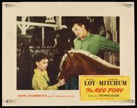 6f647 RED PONY LC #3 '49 close up of Robert Mitchum watching Peter Miles with his new pet!