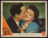 6f678 SHADOW OF THE THIN MAN LC '41 great super close up of William Powell kissing Myrna Loy!