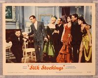 6f685 SILK STOCKINGS LC #3 '57 Astaire holds knife in Russian Peter Lorre's mouth as crowd watches!