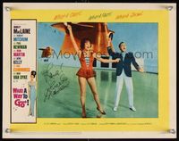 6f041 WHAT A WAY TO GO signed LC #3 '64 by Shirley MacLaine, who's in skimpy outfit w/Gene Kelly!
