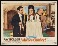 6f042 WHERE'S CHARLEY signed LC #4 '52 by Ray Bolger, who's in drag, trying on dress & wig!