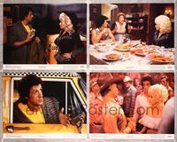 6g929 RHINESTONE 4 color 11x14 stills '84 Sylvester Stallone in taxi cab & w/Dolly Parton!