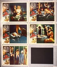 6g524 BIG COMBO 5 LCs '55 border art of Cornel Wilde & sexy Jean Wallace, classic film noir!