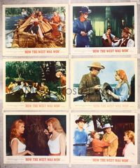 6g311 HOW THE WEST WAS WON 6 LCs '64 John Ford epic, Debbie Reynolds, Gregory Peck & all-star cast!