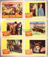 6g396 NORTH WEST FRONTIER 6 LCs '60 sexy Lauren Bacall & soldier Kenneth More, Flame Over India!