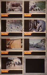 6g175 VALLEY OF GWANGI 7 LCs '69 Ray Harryhausen special effects, cowboys vs dinosaurs!