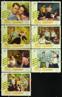 6g183 WILD HARVEST 7 LCs '47 c/u of Alan Ladd, sexy Dorothy Lamour laying in field!