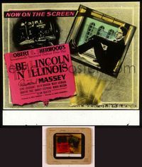 6h061 ABE LINCOLN IN ILLINOIS glass slide '40 different image of Raymond Massey sitting in window!