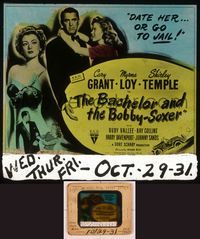 6h062 BACHELOR & THE BOBBY-SOXER glass slide '47 Cary Grant dates Shirley Temple & sexy Myrna Loy!