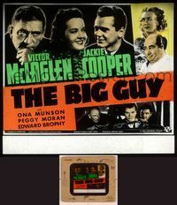 6h064 BIG GUY glass slide '39 Victor McLaglen, Jackie Cooper, Ona Munson + five more!