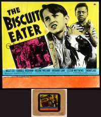 6h065 BISCUIT EATER  glass slide '40 Billy Lee & Cordell Hickman with cute dog!