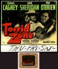 6h109 TORRID ZONE glass slide '40 James Cagney plays guitar for sexiest Ann Sheridan, Pat O'Brien