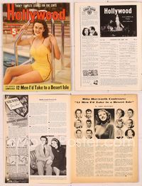 6h043 HOLLYWOOD  magazine June 1941, portrait of sexy Jane Russell in swimsuit sitting by pool!