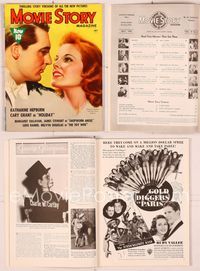 6h041 MOVIE STORY  magazine July 1938, art of Katharine Hepburn & Cary Grant by Zoe Mozert!
