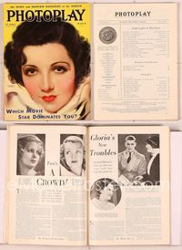 6h018 PHOTOPLAY magazine March 1933, artwork portrait of Claudette Colbert by Earl Christy!