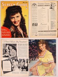 6h056 SCREEN GUIDE magazine May 1943, smiling portrait of Barbara Stanwyck by Hal McAlpin!