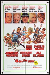 6j016 8 ON THE LAM 1sh '67 Bob Hope, Phyllis Diller, Jill St. John, wacky Jack Davis art of cast!