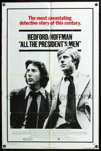 6j026 ALL THE PRESIDENT'S MEN 1sh '76 Dustin Hoffman & Robert Redford as Woodward & Bernstein!