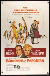 6j043 BACHELOR IN PARADISE 1sh '61 world's greatest lover Bob Hope romances sexy Lana Turner!