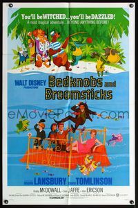 6j066 BEDKNOBS & BROOMSTICKS 1sh '71 Walt Disney, Angela Lansbury, great cartoon art!