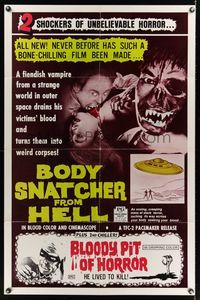 6j082 BODY SNATCHER FROM HELL/BLOODY PIT OF HORROR 1sh '70s wild foreign horror double-bill!