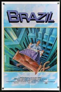 6j099 BRAZIL int'l 1sh '85 Terry Gilliam, cool sci-fi fantasy art by Lagarrigue!